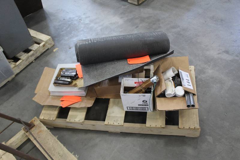 lot 144 image: Pallet Lot Including Industrial Keys, Motor, Pipes, And More