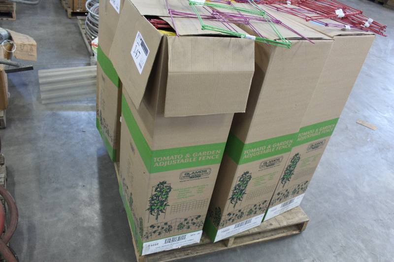lot 147 image: Lot of (3) Boxes of Tomato & Garden Adjustable Fence 12x42 Square Support Color Combo
