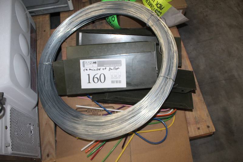 lot 160 image: Remainder of Pallet Including Wire, Small Shelves, Tape