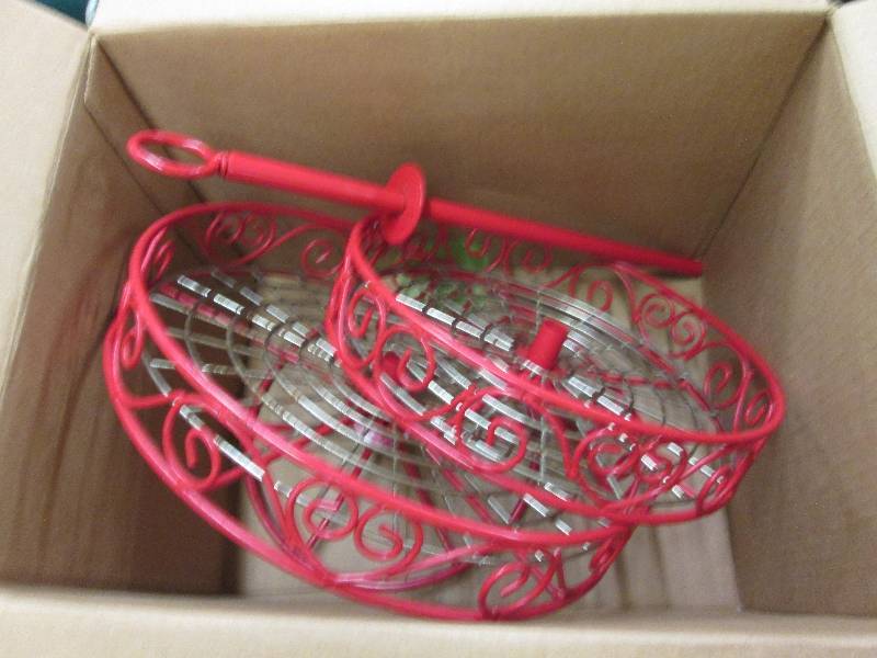 Red Scrolled Lazy Susan out of box,...