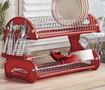 2-Tier Dish Rack- Red open box Reta...