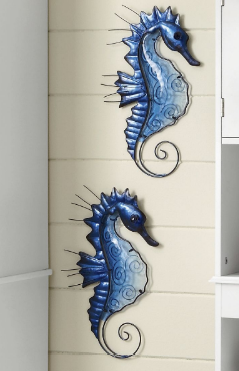 Set of 2 GlassMetal  Seahorses ope...
