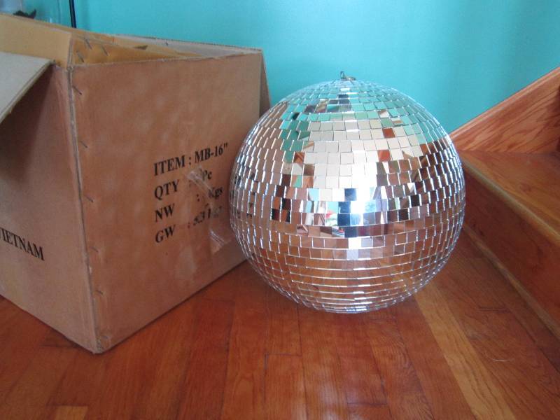 Large disco ball, new in box...