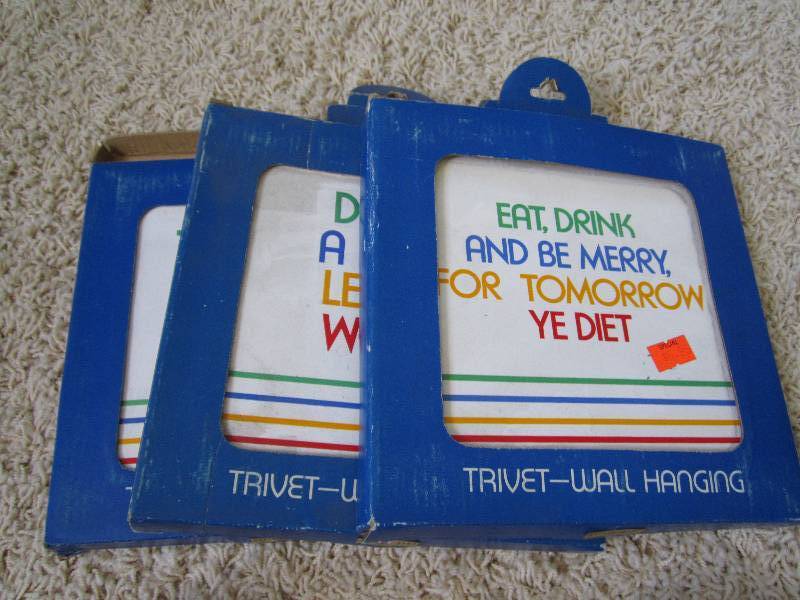 Lot of 3 trivet wall hangings with ...