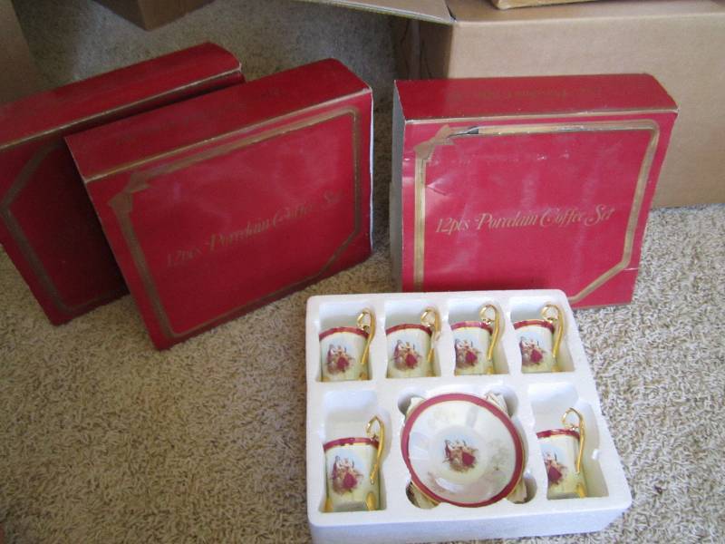 Three 12 piece porcelain coffee set...