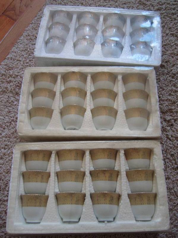 3 sets of 12 piece small tea cups w...