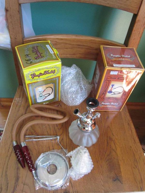 Pumpkin hookah IPC white and blue...