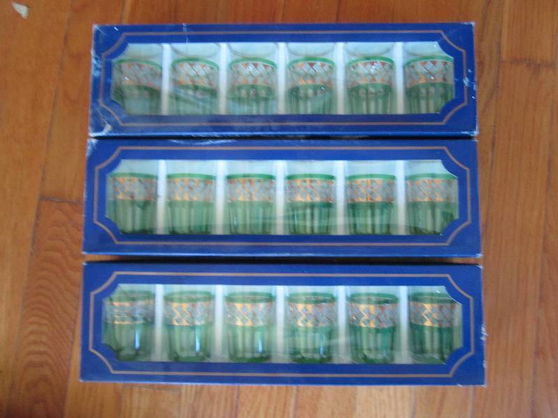 Three sets of 6 small glasses...