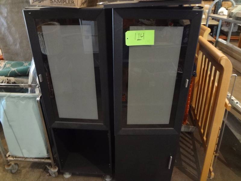 Pair Black Cabinets