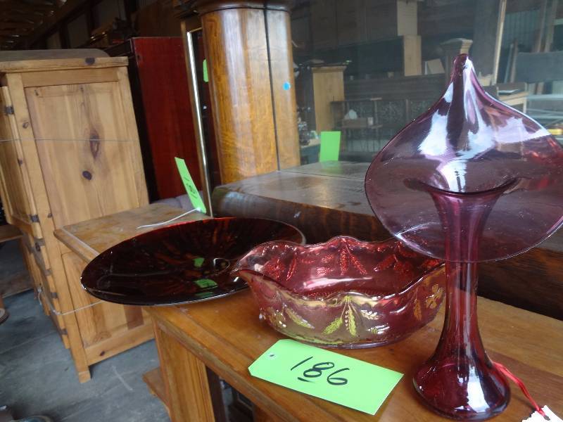 Three pieces  Red Glass