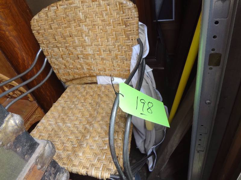 (3) Tall MetalWicker Stacking chairs