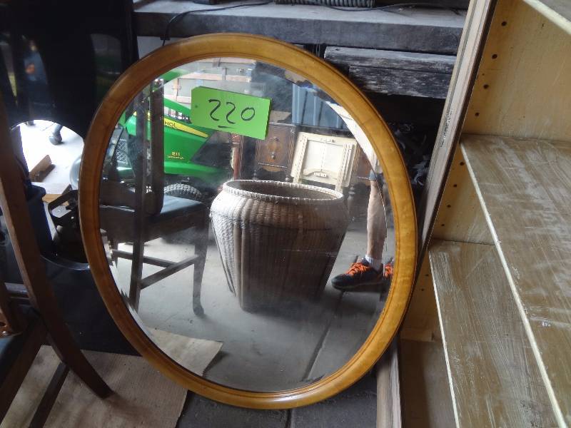 Large Oval Oak Mirror