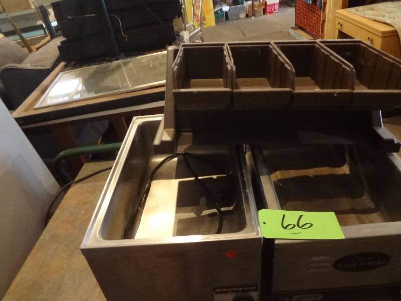 Pair Commercial Cookers, Flatware Rack