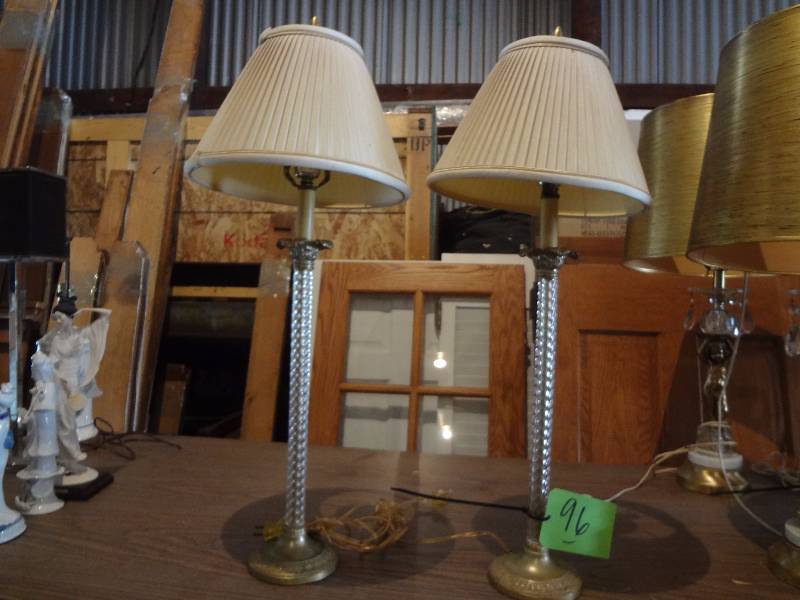 Pair Tall Glass Stemmed Lamps