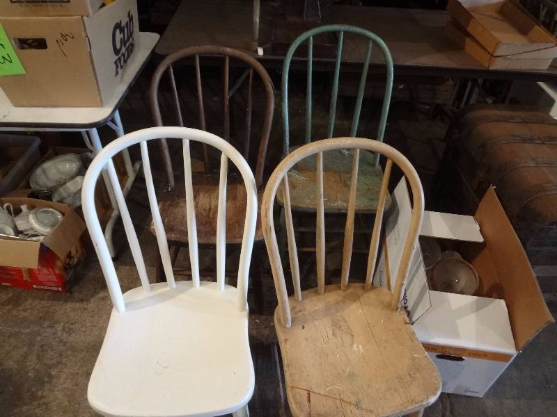 (4) Primitive Bent Back Chairs