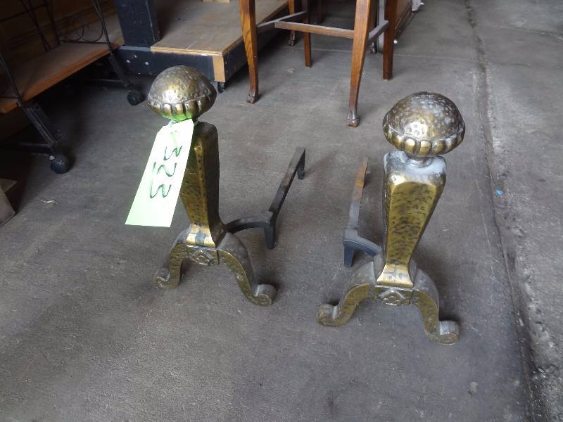 Pair Large Brass End Irons