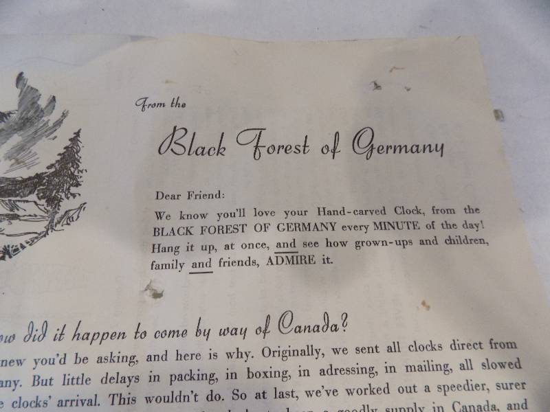 Black Forest of Germany Cuckoo Clock