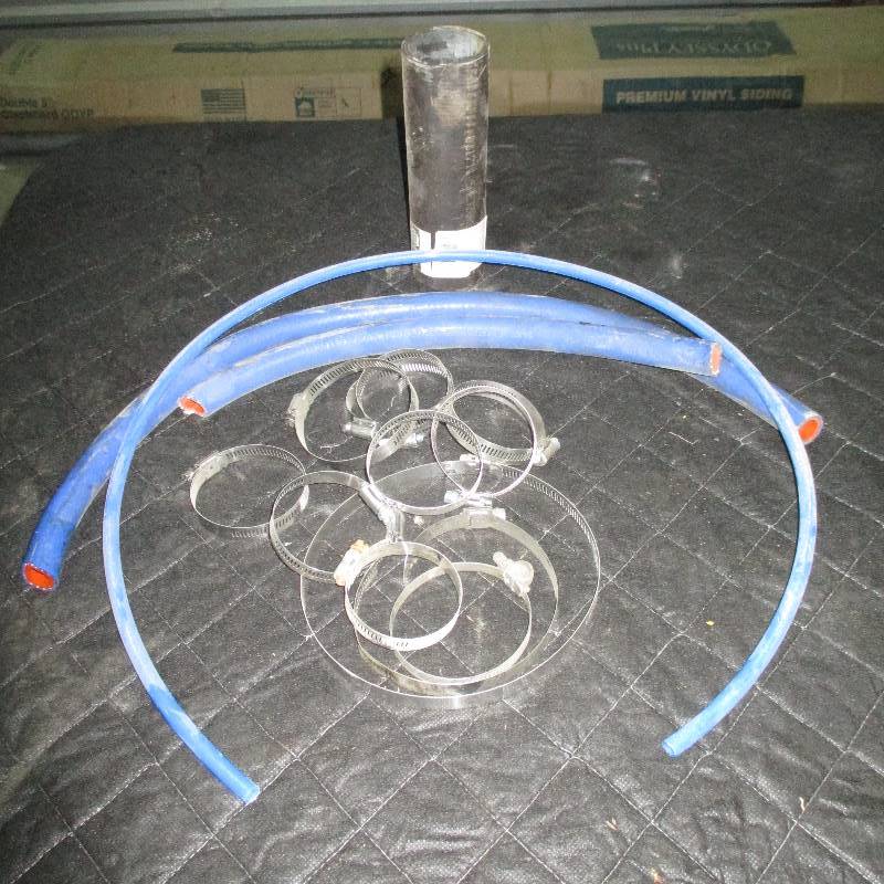 ASSORTED HOSE CLAMPS AND HOSE