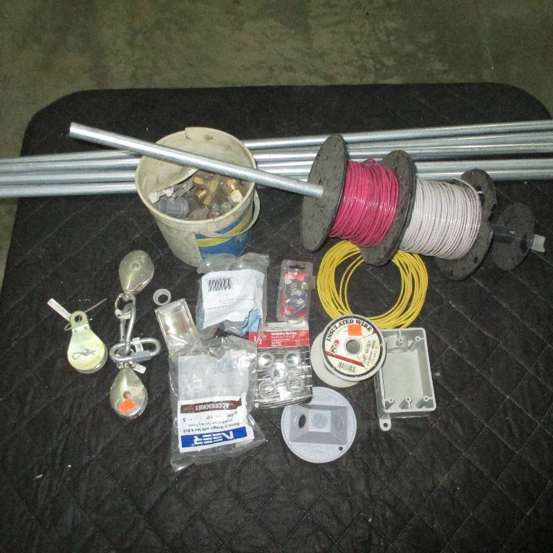 ELECTRICAL AND BRASS FITTING - PULLIES AND 12  CONDUIT