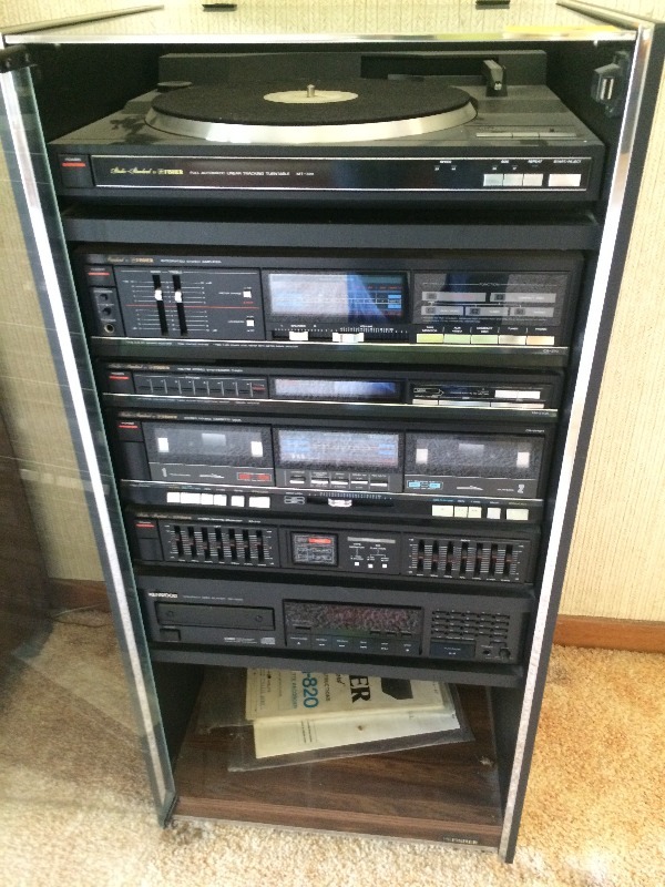 Stereo and cabinet - works  BRING YOUR OWN HELP FOR REMOVAL