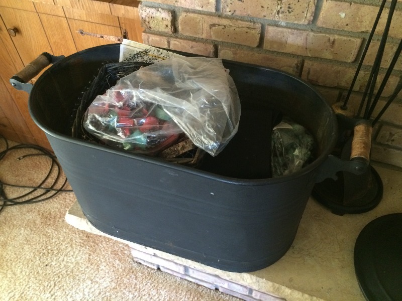 Metal Container  Possible Vintage  Measures 23 long x 13 wide x 14 deep    contents are included