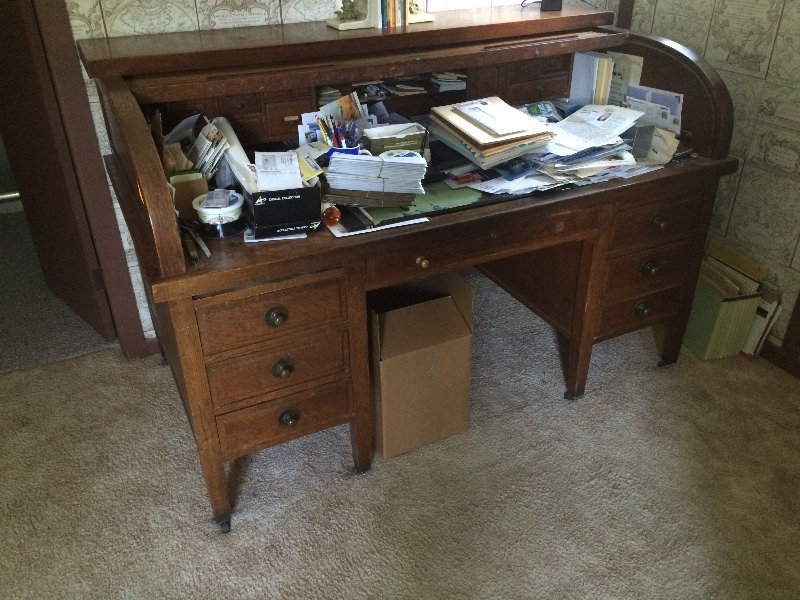 Vintage Roll Top Desk   Measures 66 long x 38 deep x 30 high  BRING YOUR OWN HELP TO REMOVE