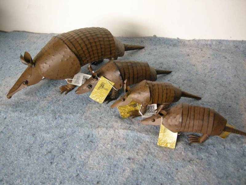 lot 15 image: Whimsical Metal Armadillos
