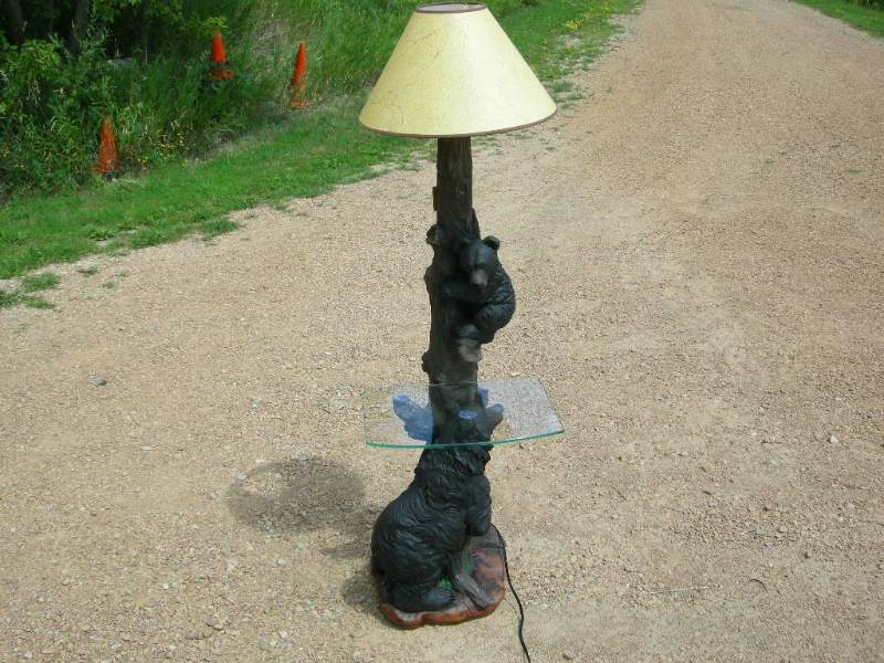 lot 3 image: Black Bear Floor Lamp & Table