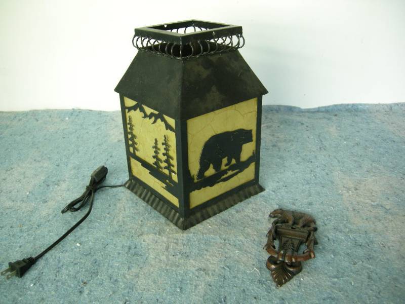 lot 97 image: Black Bear Lamp and Door Knocker