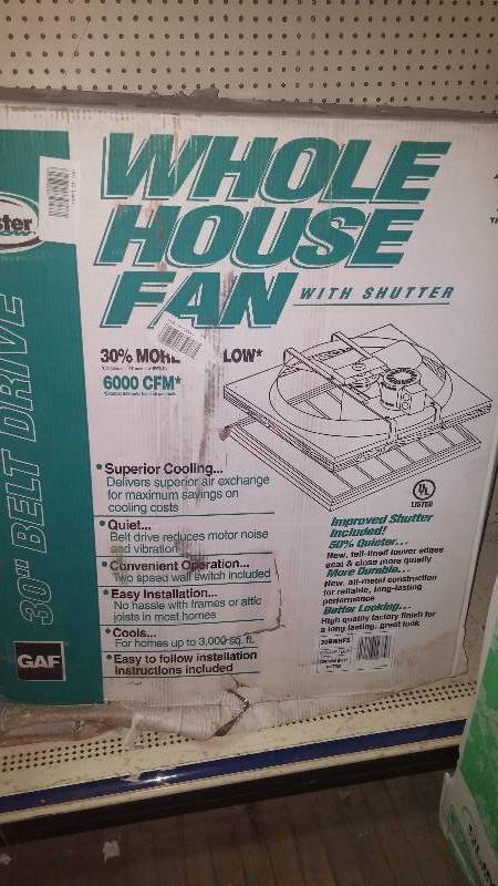 lot 8 image: Belt Driven Whole House Fan - 6000 CFM