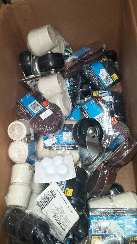 lot 35 image: Lot of wheelscasters, furniture flides, door stops, etc