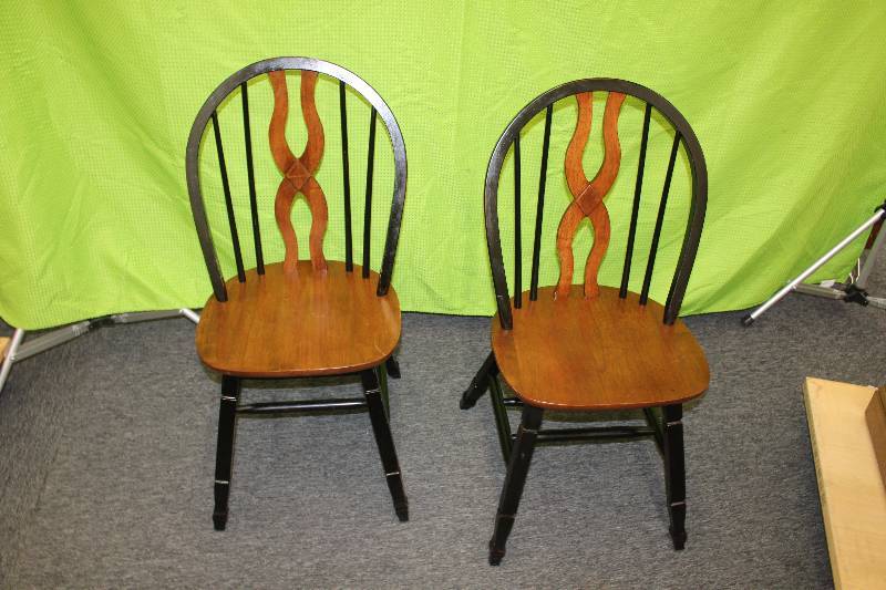 lot 10 image: Lot of (2) Wood Dining Chairs