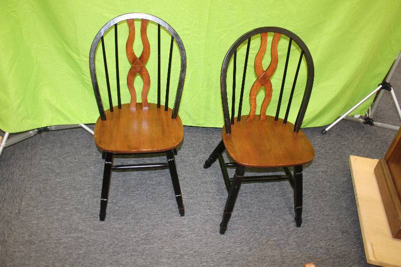 lot 12 image: Lot of (2) Wood Dining Chairs