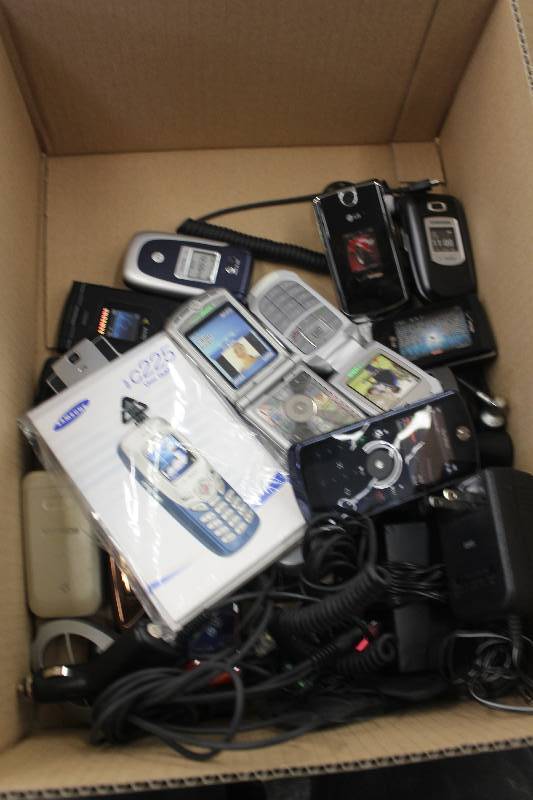 lot 110 image: Box Lot of Cell Phones Including Motorola, T-Mobile, LG, Samsung