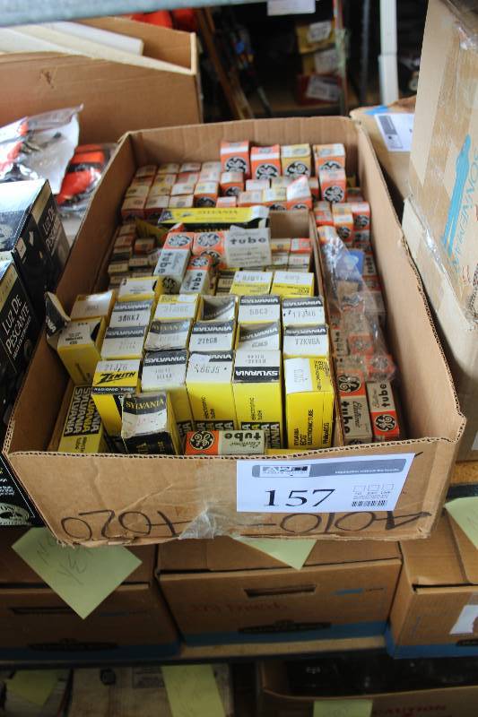lot 157 image: Box Lot of Vintage SylvaniaZenith Electronic Tubes