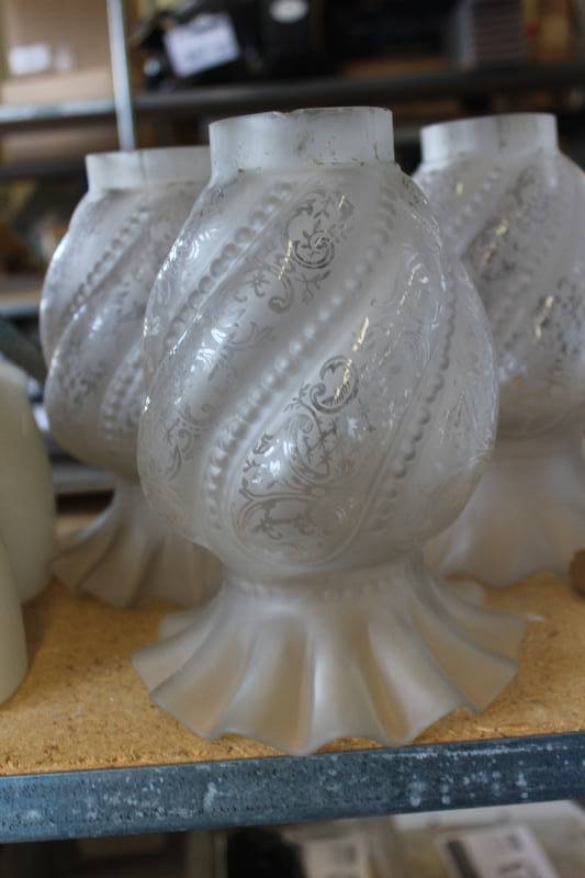 lot 161 image: Lot of (3) Etched Glass Light Shades