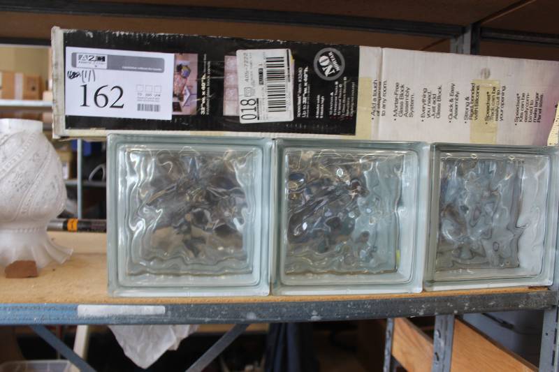 lot 162 image: Lot of (11) Boxes of Speedset No-mortar Glass Block Assembly Panel Kit w Glass Blocks