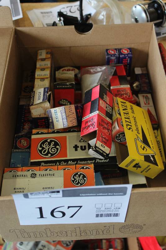 lot 167 image: Box Lot of Vintage SylvaniaGE Electronic Tubes