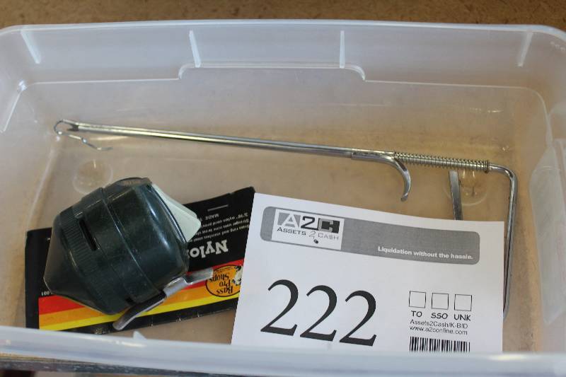 lot 222 image: Box Lot of Fishing Equipment Including Reel, Rod