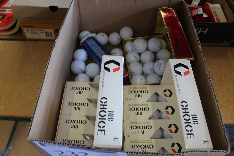 lot 232 image: Box Lot of New 4 Dozen IUC Choice, Top Flight Golf Balls