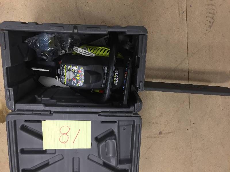 lot 18 image: Ryobi 16 in. 37cc 2-Cycle Gas Chainsaw with Heavy-Duty Case used in working conditions