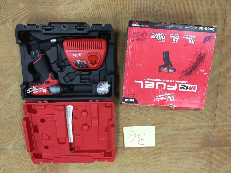 lot 36 image: Milwaukee M12 Fuel 12-Volt Brushless Lithium-Ion 14 in. Hex Impact Driver Kit in New conditions