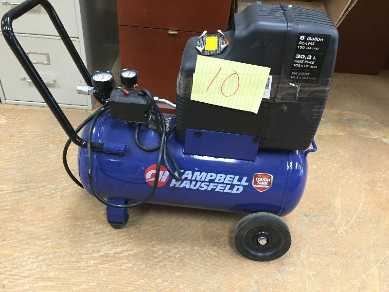 lot 10 image: Campbell Hausfeld 8gal Oil Free Air Compressor working conditions