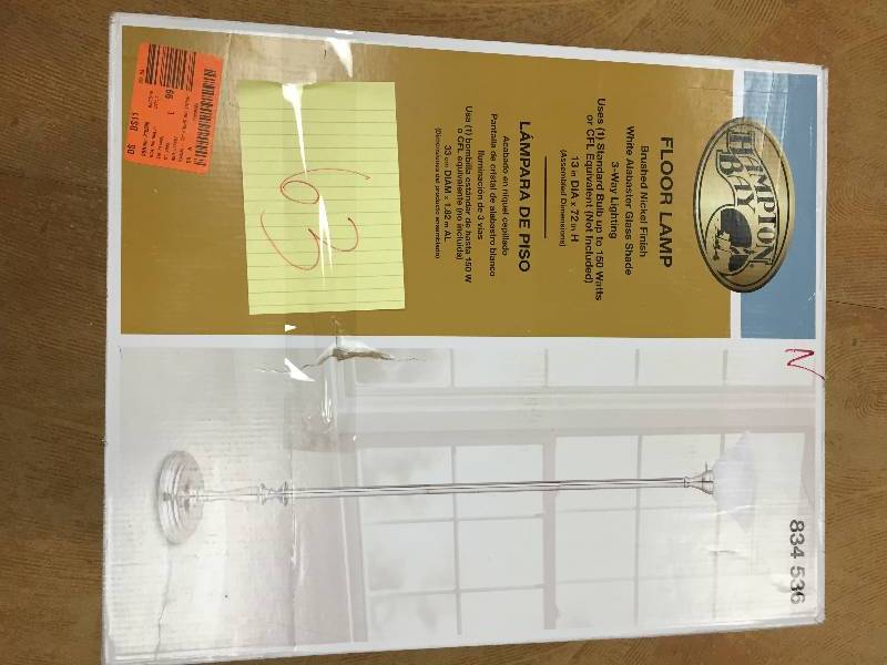 lot 63 image: Hampton Bay 72 in. Brushed Nickel Torchiere Floor Lamp