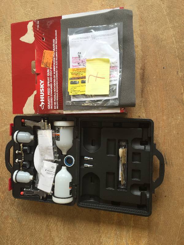 lot 7 image: Husky HVLP and Standard Gravity Feed Spray Gun Kit in like new conditions