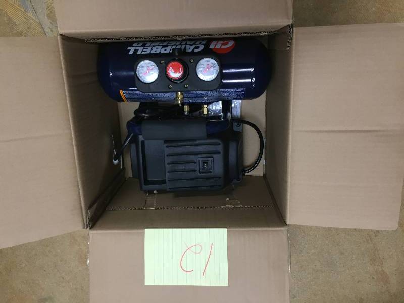 lot 12 image: Campbell Hausfeld 1g Oil-Free Air Compressor  New