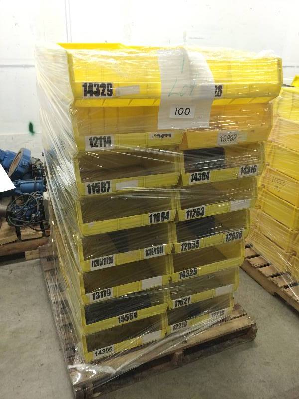 Pallet lot of parts bins