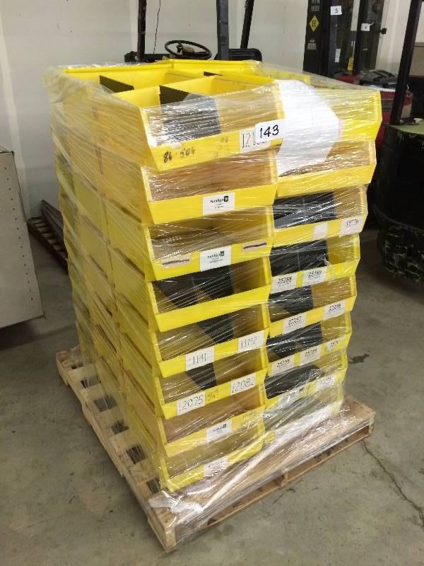 Pallet lot of parts bins