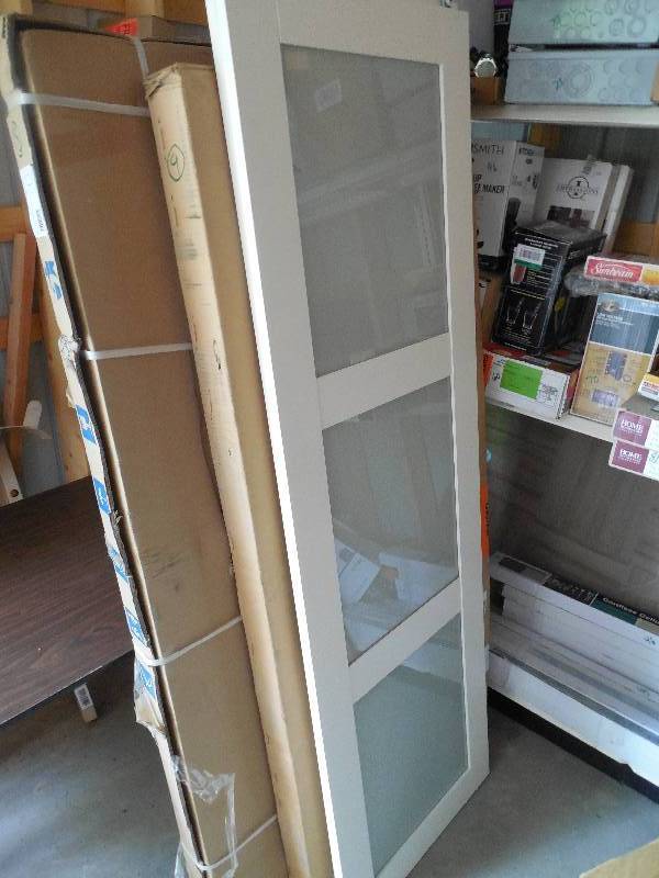 48 in. x 80 in. Composite 3-Lite Tempered Frosted Glass Sliding Door