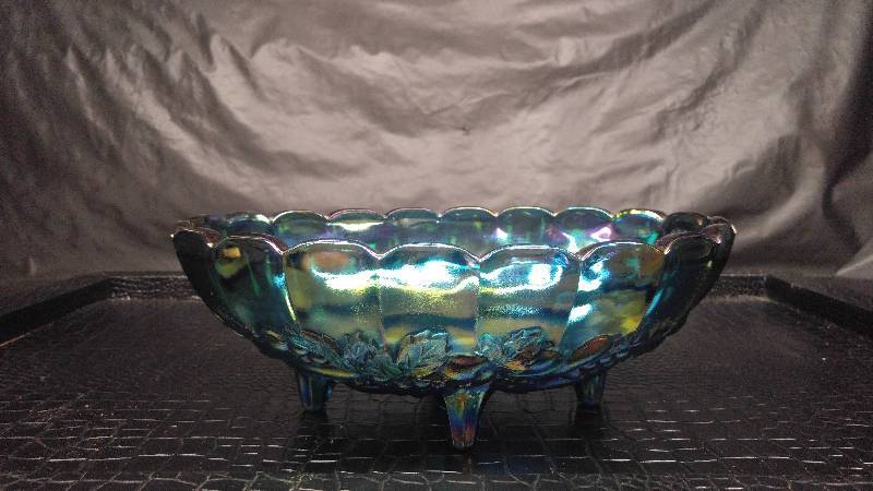 Blue Carnival Glass Candy Dish